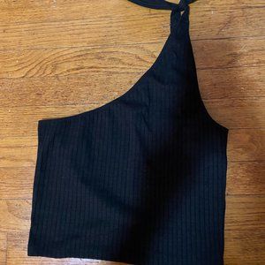 ASOS DESIGN one shoulder knot top in rib